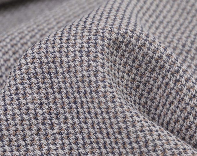 Strickstoff aus Baumwolle, Leinen, meliert, beige, grau - 145cm breit - Stoff matt, melange