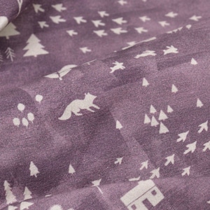 Children&#39;s jersey Mini Winter by Swafing Wald, purple - 155 cm wide - patterned fabric