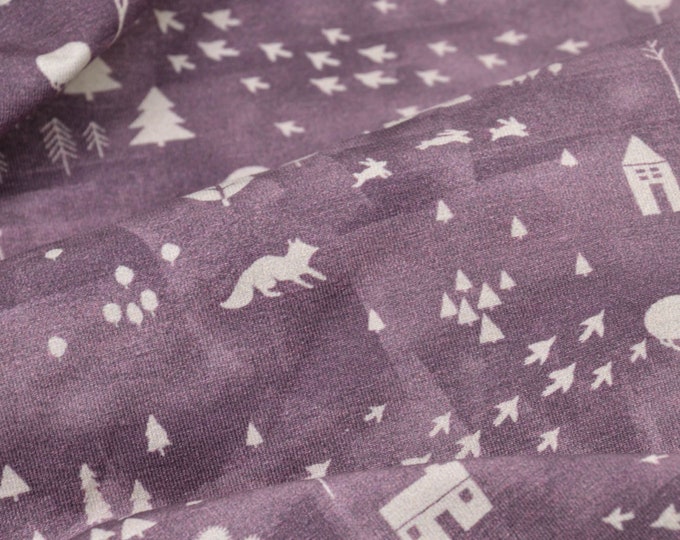 Children's jersey Mini Winter by Swafing Wald, purple - 155 cm wide - patterned fabric