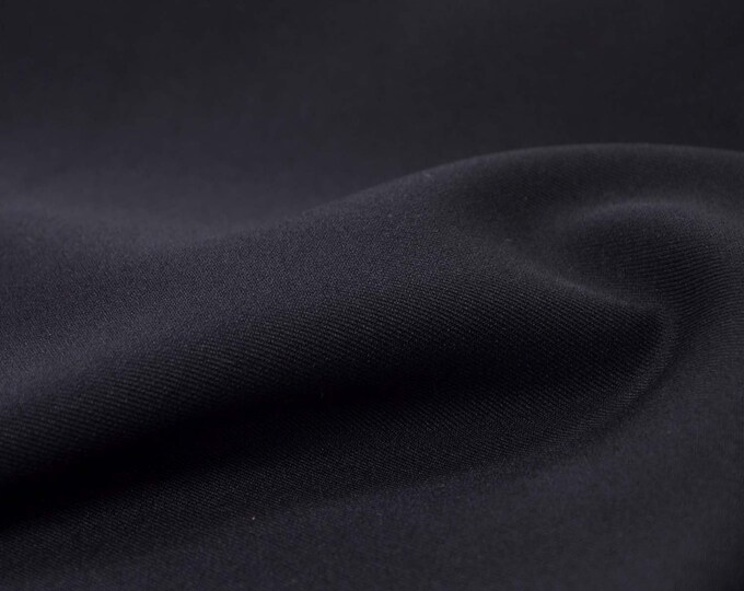Jersey fabric made of polyester, bi-elastic in plain black, sportswear - 145 cm wide - fabric slightly shiny, UNI