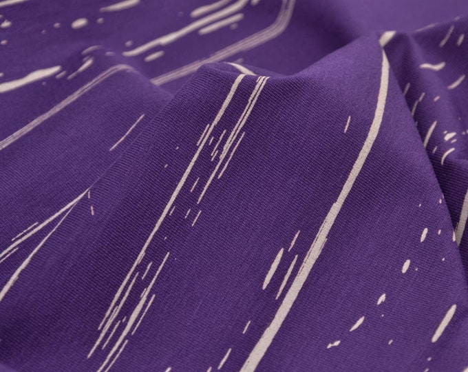 Jersey aus Ecovero Viskose von Mind the Maker in lila, beige - 160cm breit - Stoff glatt Streifen