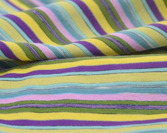 Kinderjersey mit Glitzer Streifen, lila, grün, gelb, blau, aus Baumwolle - 155cm breit - Stoff glitzernd, Streifen