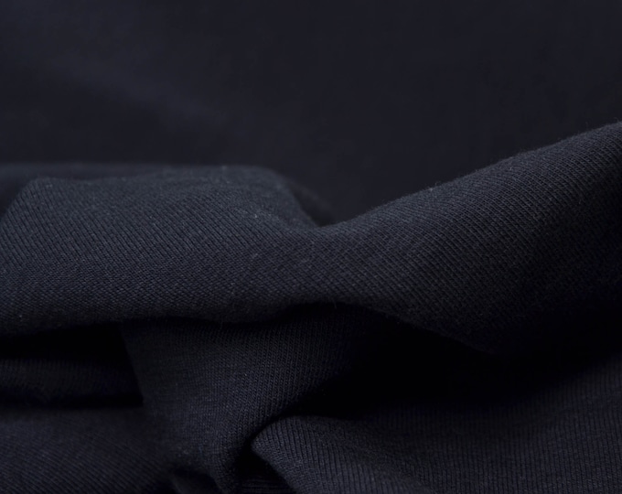 Sweatstoff Baumwolle uni, angeraut schwarz - 155cm breit - Stoff glatt, UNI