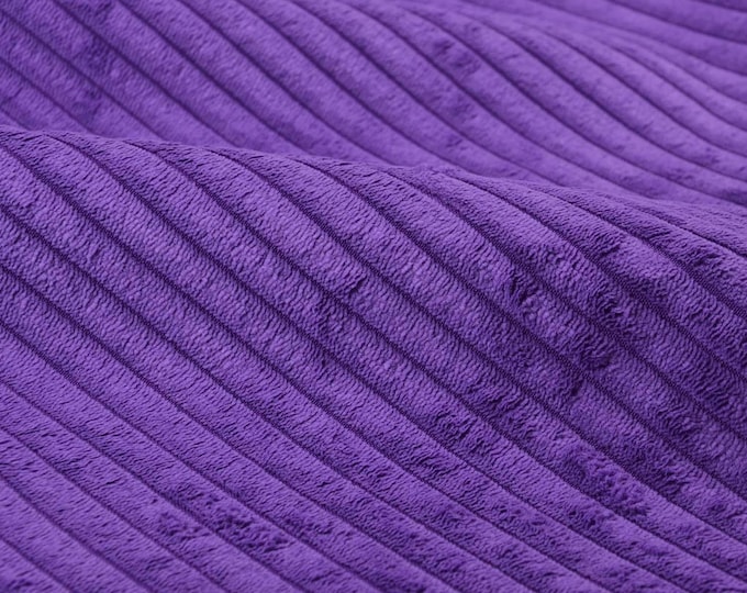 Corduroy upholstery fabric, velvet in lilac, violet, velvety, soft for bags, cushions - 140 cm wide - fabric slightly glossy, solid color
