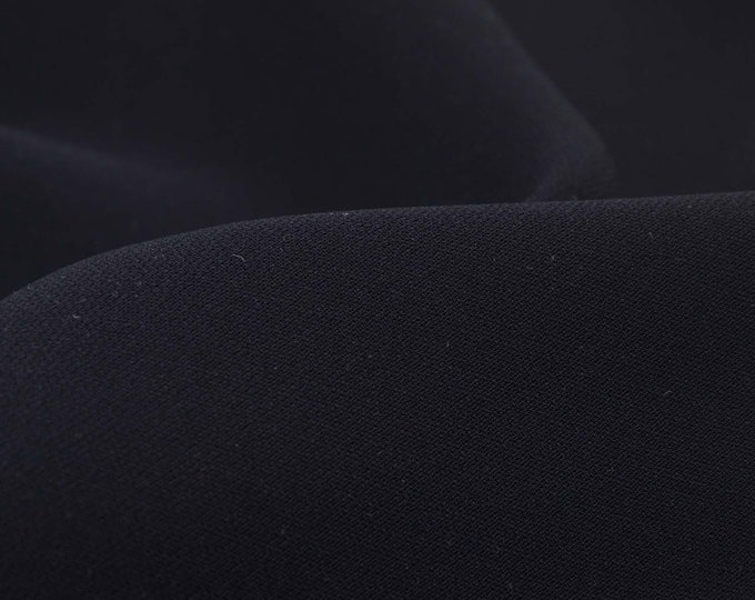 Evening wear crepe fabric made of wool in plain black - 145 cm wide - fabric matt, UNI