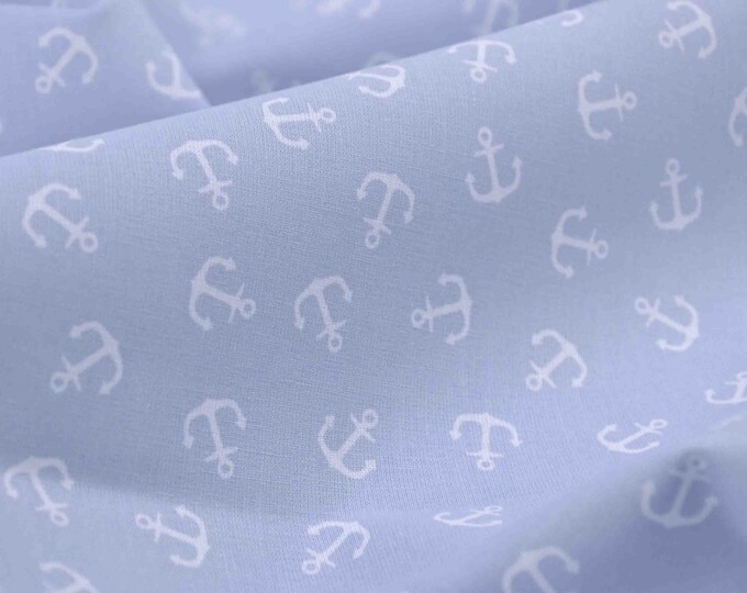 Westfalenstoffe Hamburg, anchor, grey, white, cotton, patchwork, maritime