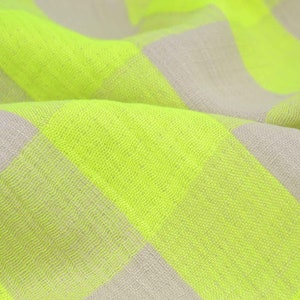 Muslin check in neon yellow made of cotton from Katia Fabrics - 140 cm wide - patterned fabric, checks