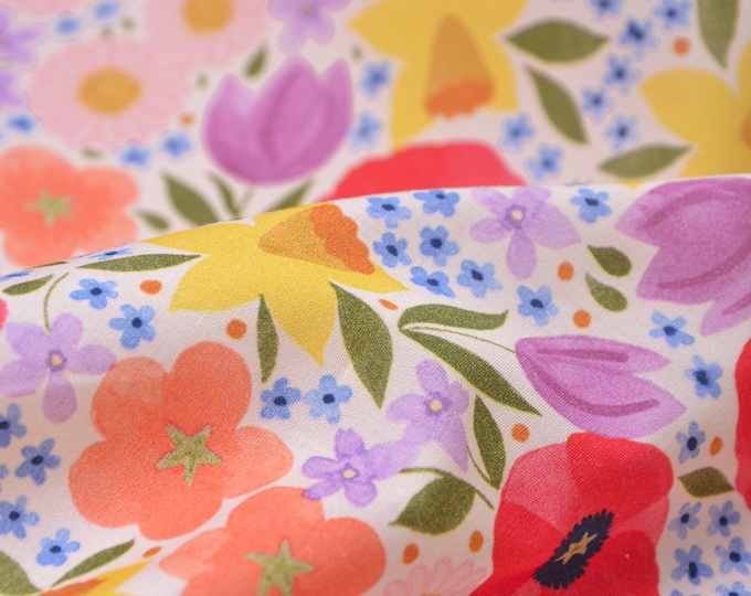 Baumwollstoff Webware Ostern, Blumen Emilie von Hilco - 150cm breit - Stoff matt, gemustert