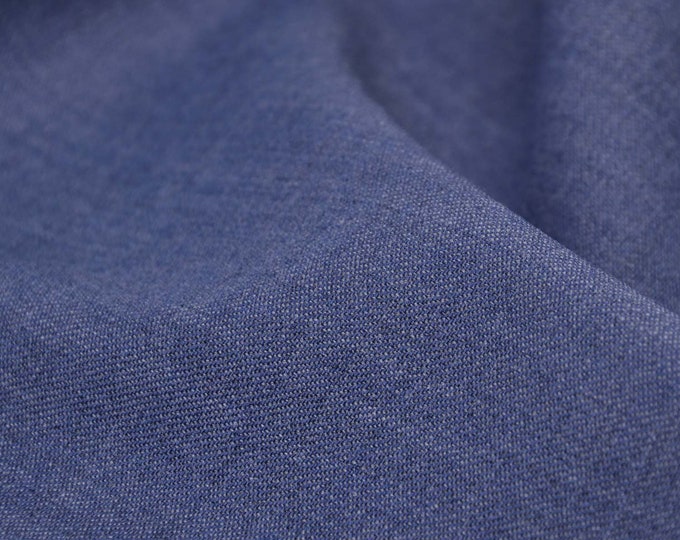 Hosenstoff aus Wolle, Stretch in uni blau, meliert für Kleider, Röcke - 145cm breit - Stoff glatt, melange