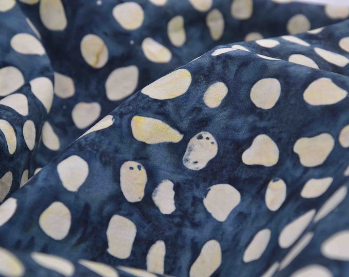 Batik, Punkte, Baumwolldruck, blau, beige - Makower 6 1002