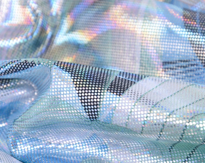 Jersey coated, foil jersey, shiny, disco, fish, blue - 145 cm wide - fabric shiny animals