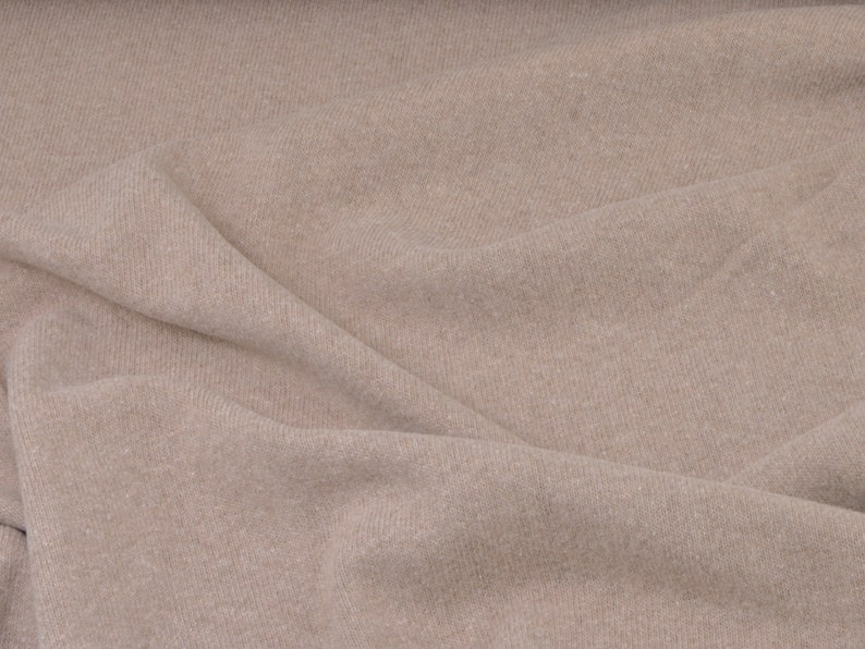 Gillo knitted cotton fabric in beige, natural by Hilco - 175 cm wide - matte melange fabric image 7