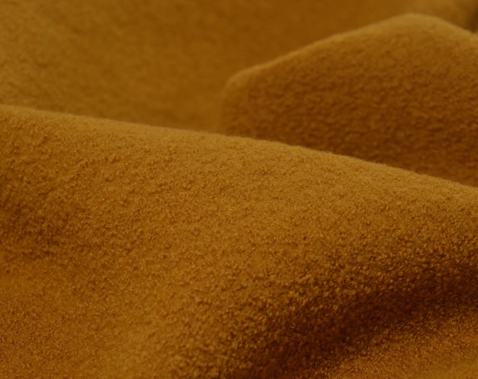 Mantelstoff Merino-Walk, Merinowolle in curry, gelb von Hilco - 135cm breit - Stoff geraut UNI