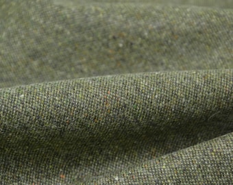 "Benny" trouser fabric, wool, green melange by Hilco - 145 cm wide - matte melange fabric