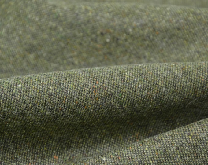 Hosenstoff „Benny“, Wolle, grün meliert von Hilco - 145cm breit - Stoff matt melange