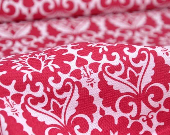 Cotton fabric with ornaments, red and white, patchwork fabric - 145 cm wide - patterned fabric with ornaments