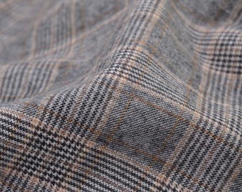 Cotton flannel trouser fabric in beige, brown, and grey checkered pattern - 150 cm wide - patterned fabric, checks