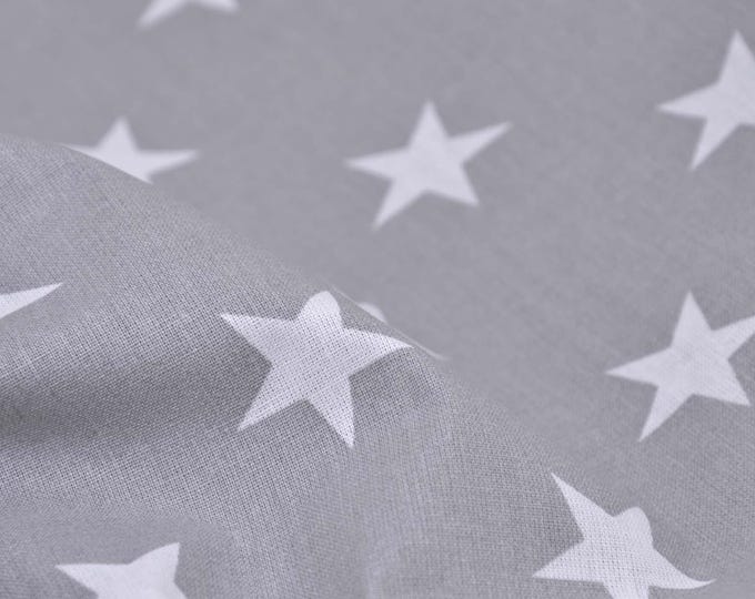 Cotton fabric with stars, grey and white, patchwork fabric, extra wide - 280 cm wide - smooth, patterned fabric