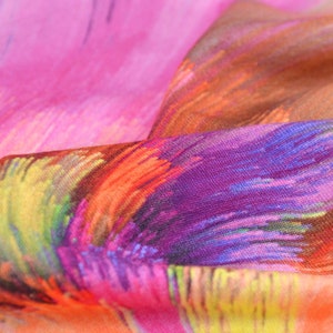 Jersey made of viscose patterned, pink, yellow, orange, abstract - 145 cm wide - fabric smooth, patterned