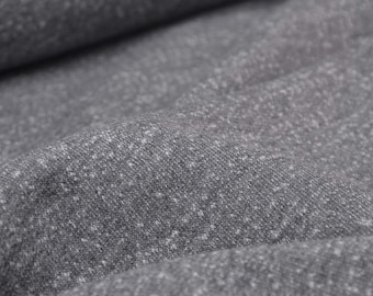 Cotton summer sweatshirt fabric, melange grey, dark grey - 190 cm wide - smooth melange fabric