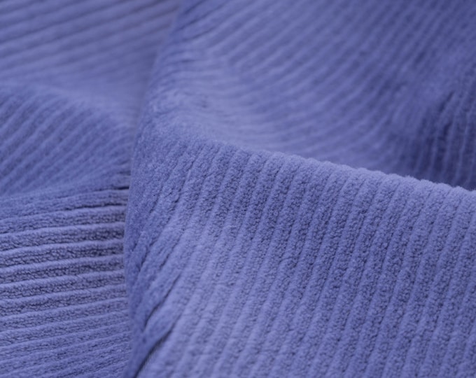 Jersey Kord aus Baumwolle uni blau - 150cm breit - Stoff leicht glänzend Streifen