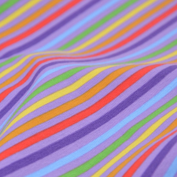 Kinderjersey Baumwolljersey Streifen Regenbogen bunt - 150cm breit - Stoff gemustert Streifen