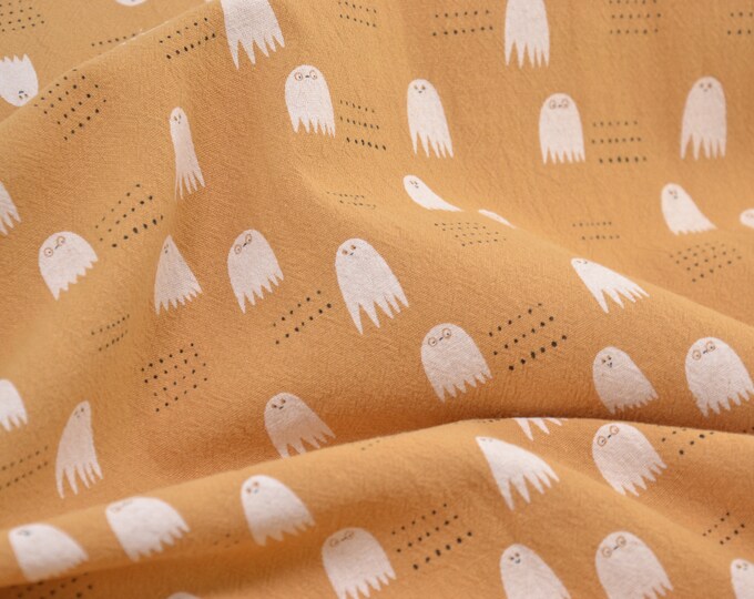 cotton fabric, ghosts, children's fabric, yellow
