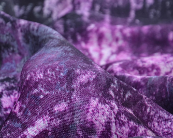 Blouse fabric made of viscose satin in purple by Hilco - 130 cm wide - patterned fabric