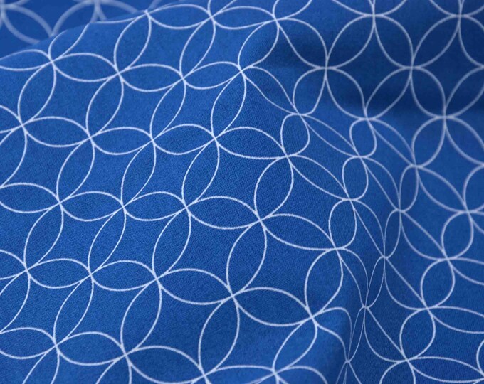 Westfalenstoffe Copenhagen, circles, bleu, blue, white, cotton, patchwork