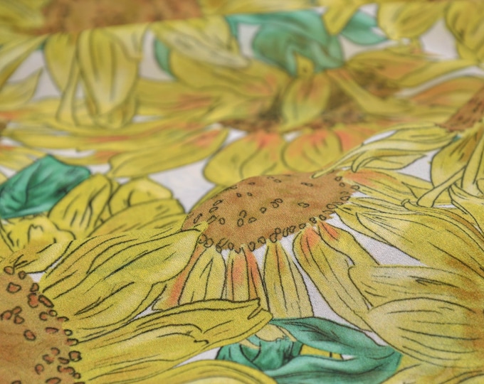 Blouse fabric made of viscose flowers, sunflowers, from Italy, designer fabric - 125 cm wide - patterned fabric
