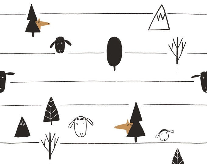 The black sheep, black & white, sheep, trees, Jersey - Katia