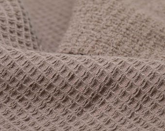 Terry cloth with waffle piqué backing made of cotton, solid beige, usable on both sides - 140 cm wide - fabric usable on both sides, solid color