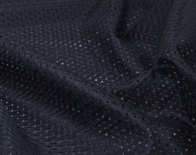 Lining fabric for sportswear, elastic plain black - 150 cm wide - fabric semi-transparent, UNI
