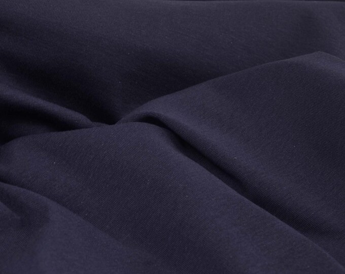 Jersey fabric made of cotton in plain dark blue, blue - 115 cm wide - fabric smooth, UNI