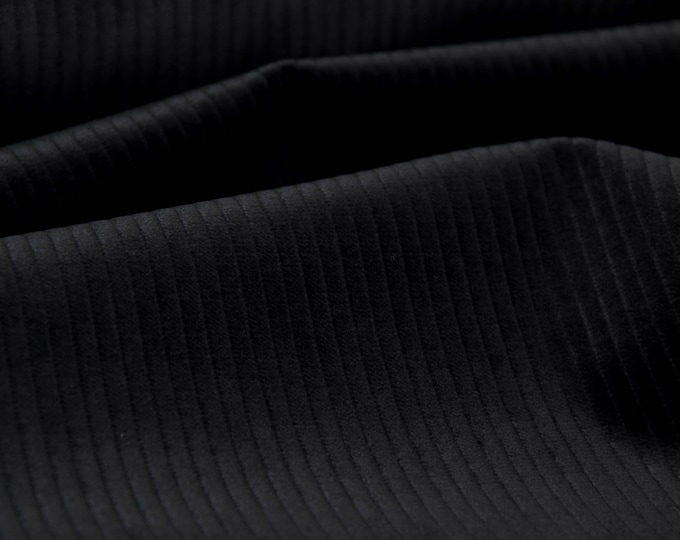 Kordstoff uni schwarz Baumwolle und Viskose - 145cm breit - Stoff leicht glänzend UNI