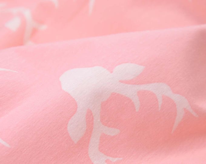 Children's jersey in light pink with white deer made of cotton - 150 cm wide - two-tone fabric, animals