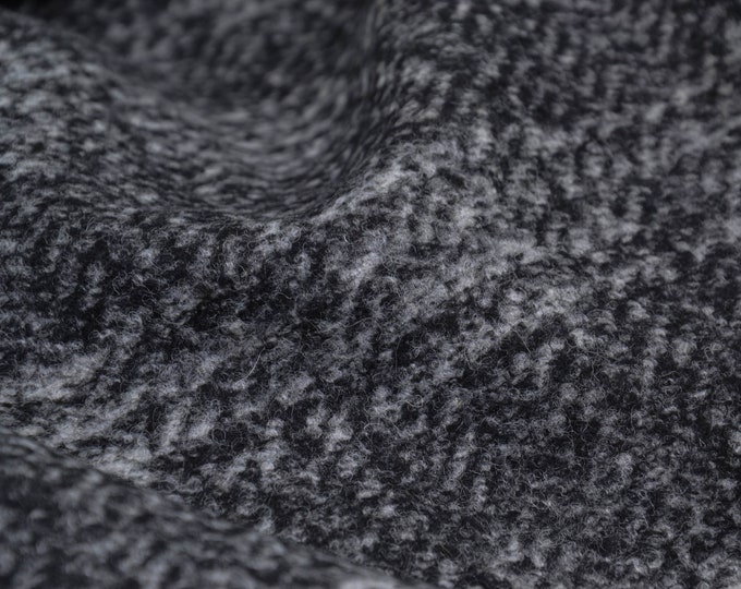 Strickstoff mit Karoin schwarz, grau - 155cm breit - Stoff strick Karos