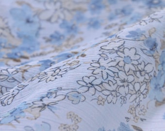 Blouse fabric chiffon with flowers made of polyester - 140 cm wide - fabric patterned patterned