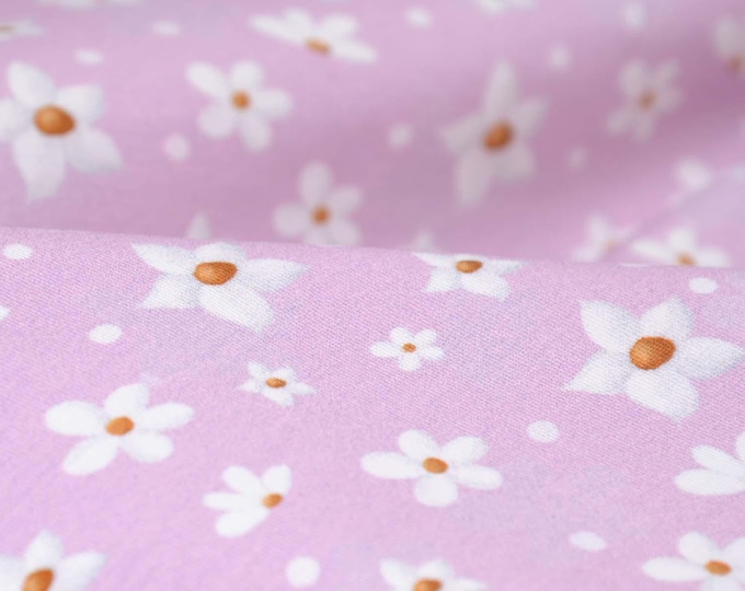Children's jersey "Heartbeetle" in pink with small white flowers by Hilco - 150 cm wide - matte fabric, patterned