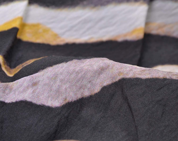 Blouse fabric made of viscose, crepe fabric, brown, beige, tiger print by Hilco Doro - 140 cm wide - crinkled fabric, animal print