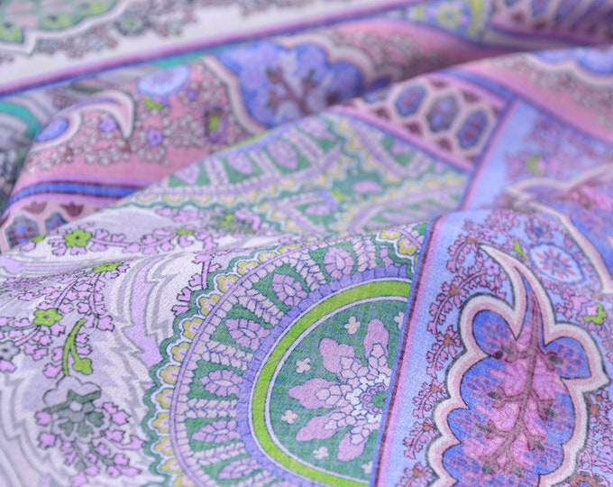 Silk fabric with large pattern, ornaments, paisley - 130 cm wide - fabric patterned patterned