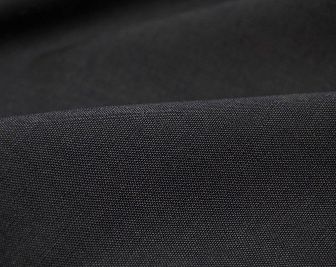 Leinenstoff Wolle in uni schwarz, glänzend - 150cm breit - Stoff glatt UNI