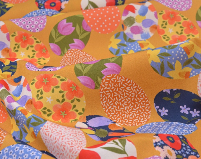 Baumwollstoff Webware Ostern, Blumen, Ostereier Emilie von Hilco - 150cm breit - Stoff matt, gemustert