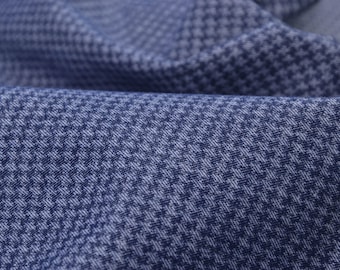 Cotton/polyester stretch trouser fabric, blue houndstooth - 135 cm wide - smooth houndstooth fabric