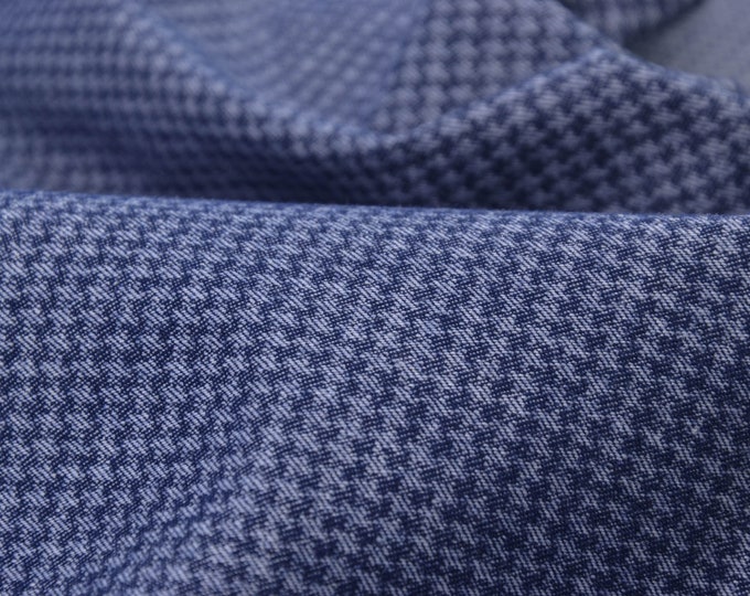 Hosenstoff aus Baumwolle, Polyester, Stretch blau Hahnentritt - 135cm breit - Stoff glatt Hahnentritt