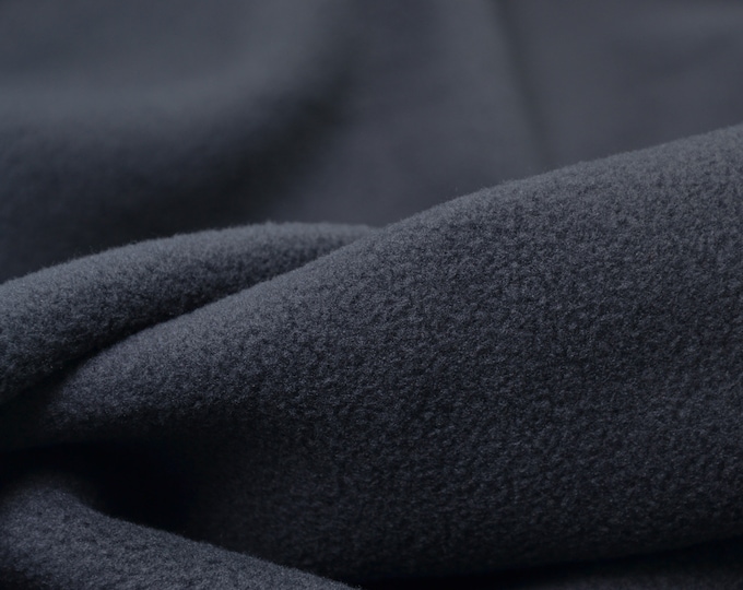 Fleece fabric micro fleece, plain, grey, anthracite, dark grey - 150 cm wide - fabric fluffy, UNI