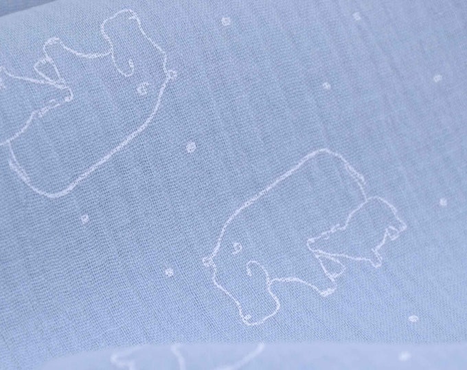 Musselin aus Baumwolle mit Nashorn in hellblau von Katia Fabrics - 130cm breit - Stoff gemustert, Tiere