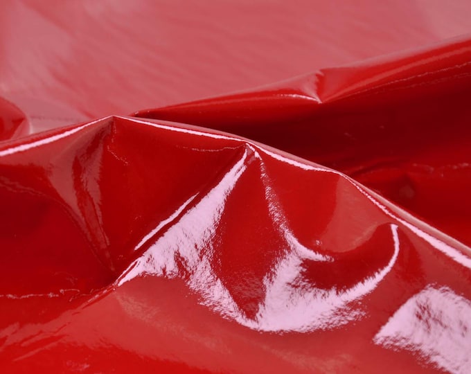 Glossy, smooth patent fabric in solid red - 145 cm wide - glossy fabric, solid color