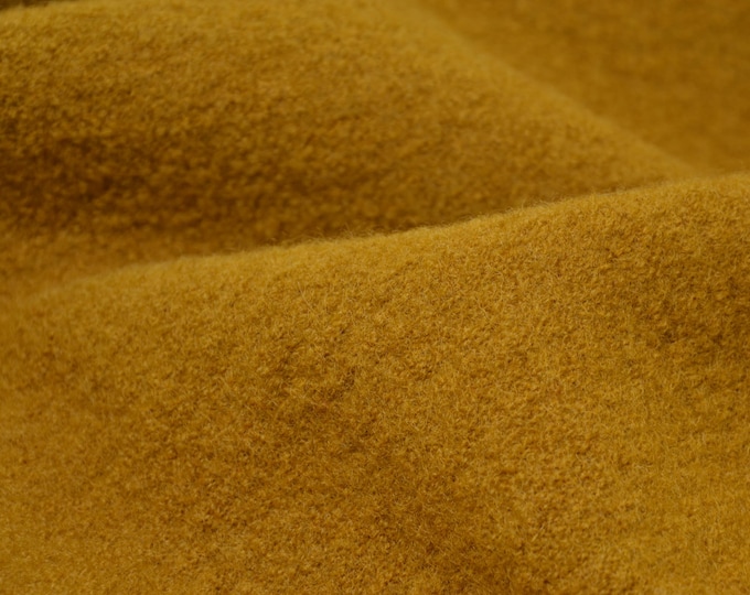 Coat fabric Leicht-Walker in plain yellow, mustard by Hilco - 140 cm wide - fabric roughened UNI