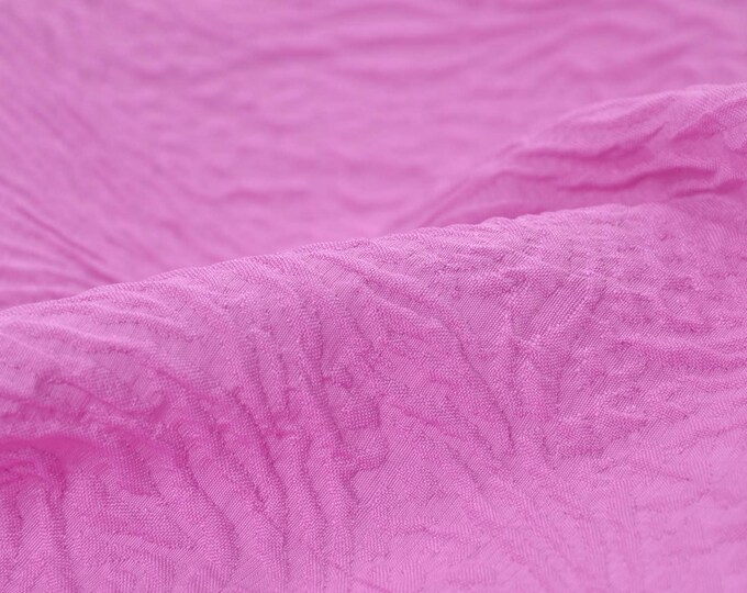 Blouse fabric, cloqué in plain, pink, crushed, double weave for dresses - 130 cm wide - crushed fabric, UNI